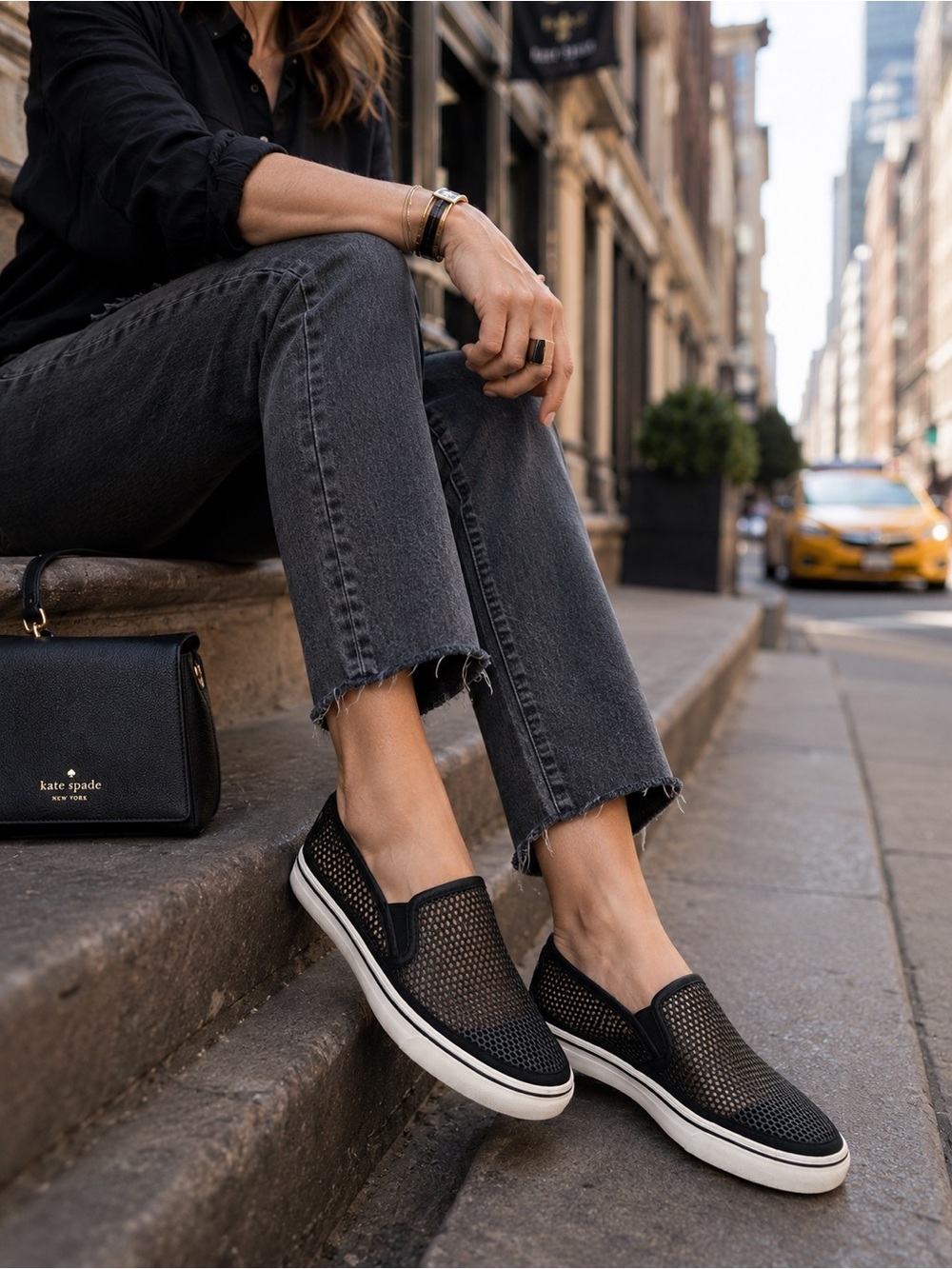 Kate Spade New York Sallie Metallic Mesh Slip-On Sneakers 7.5